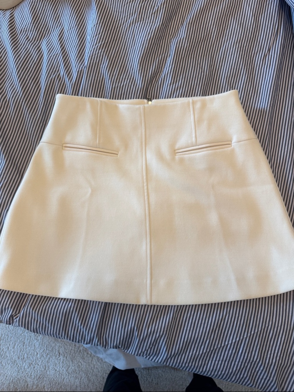 Chelsea28 Cream Mini Skirt with Front Seam and Welt Pockets